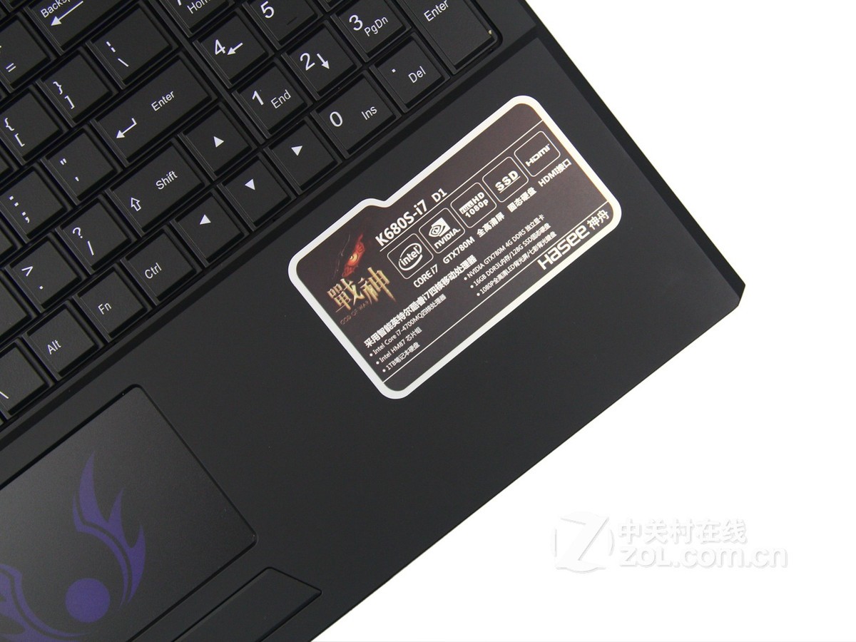 【高清图】 神舟(hasee)战神 k680s-i7 d1局部细节图 图65