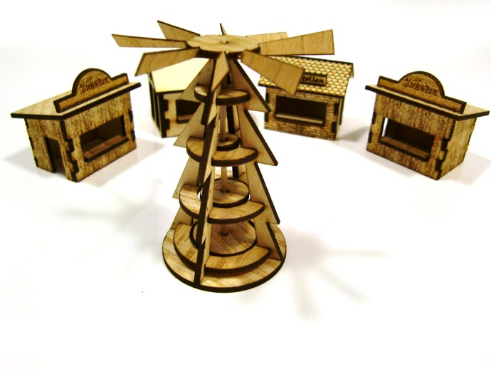 这个厉害了哟,激光切割3d打印机制作的圣诞商店!