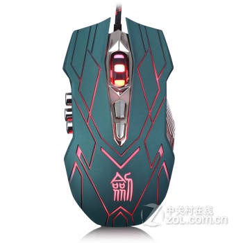 剑圣一族CF逆战一键瞬狙跳箱子剑灵卡刀鼠标LOL牧马人风格有线游戏鼠标 X9-蓝绿色(编程版) - 图片 1