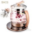 SKG养生壶煎药壶2L大容量玻璃电水壶304不锈钢发热盘8064 黑金色