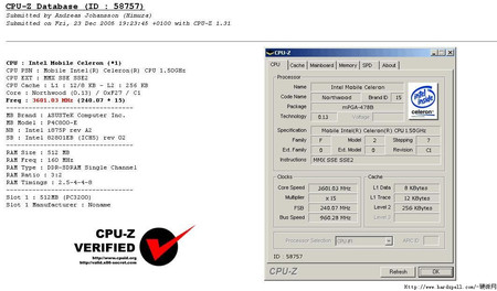 狂超4159MHz!Celeron M再创超频佳绩