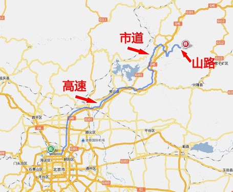 6161查看百度地图会发现主要路段含北京市区内的环路,京承高速公