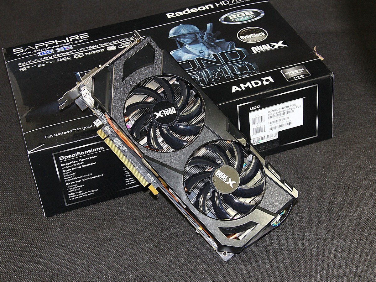 蓝宝石hd7850 2gb gddr5 黑钻版oc